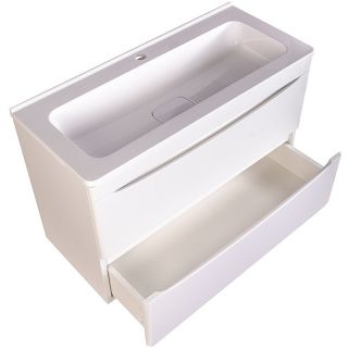 Тумба под раковину Style Line Бергамо мини 90 Люкс Plus СС-00002364 подвесная Белая антискрейч